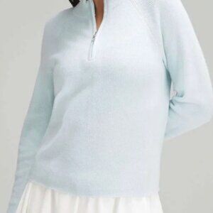 Lululemon Cotton Blend Half Zip Sweater in Powder Blue Size L